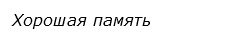  Хорошая память